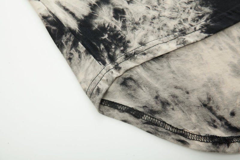 KLIEGOU Mens Hip Hop Tie-Dyed Hipster Curve Hem T Shirt(1803ZR Black XL) - Image 5
